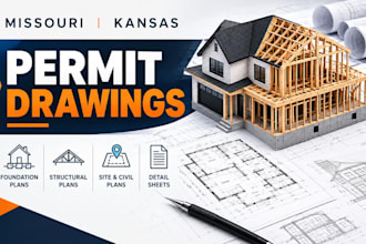 prepare missouri and kansas civil structural permit drawing