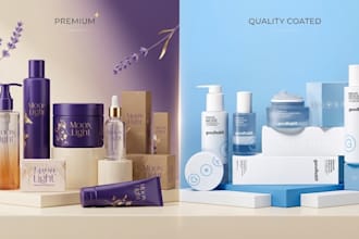 create premium cosmetic box bottle and jar packaging design