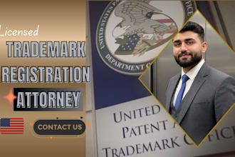 be your licensed US attorney trademark filing, patent filing, sou, office action