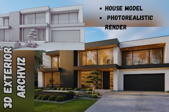 create photorealistic 3d exterior rendering 3d house model 3d interior archviz