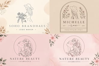 design creative elegant feminine line art boho logo