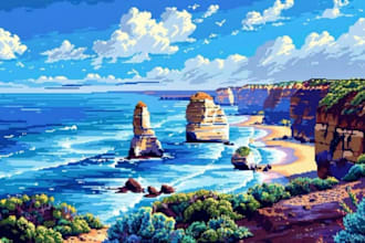 create pixel art backgrounds, scenes, landscapes and game environments