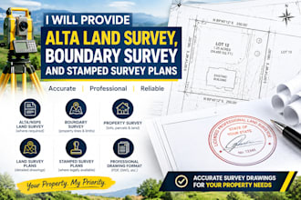 provide alta land survey, boundary survey and stamped survey plans