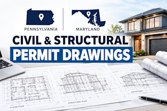 prepare pennsylvania and maryland civil structural permit drawings