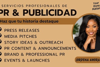 ser tu publicista y redactar comunicados de prens