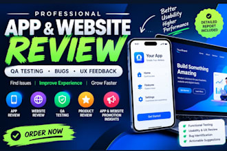 do app review, website review, QA testing, product review and promotion