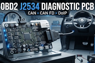design obd2 j2534 diagnostic interface pcb with ed and doip