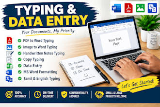 do accurate typing, data entry, copy typing and PDF to word