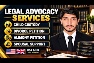 draft petitions for child custody, divorce and alimony