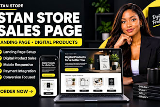 setup stan store landing page digital product sales page website design