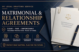 draft a comprehensive UK matrimonial agreement