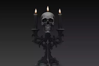skull candleholder,horror decor setup,skeletal anatomy,resin collectible 3dprint
