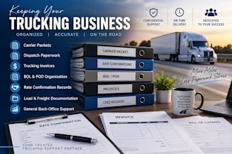 prepare trucking documents, dispatch paperwork, invoices and carrier packets
