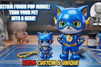 create a custom funko pop 3d action figure model, 3d toy keychain for printing