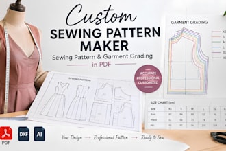 create custom sewing pattern for garment grading and sewing pattern maker in pdf