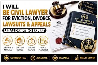 civil lawyer for eviction notice, divorce, lawsuits, appeals, nda and pleadings
