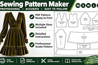 create sewing pattern, clothing pattern, sewing pattern making and grading