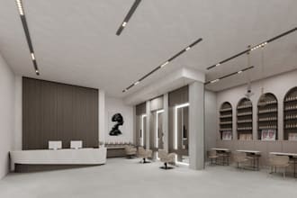 redesign mockup house, studio apartment, salon 3d render,spa layout,open concept