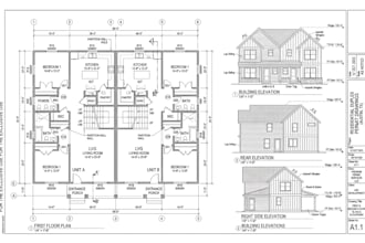 do duplex and multifamily permit drawing,  floor plan and building elevations