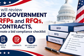 review US government rfps and rfqs, contracts, create a bid compliance checklist