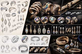 design arm cuffs, mosaic rings, pendants, earrings, jewelry cad, lock clasps