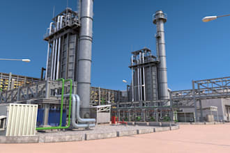 design 3d power plant, thermal plant, gas plant and energy facility