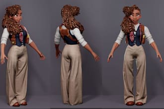 3d cartoon character design, mascot, stylized game character for animation, game