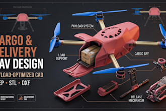 design a cargo or delivery drone cad model manufacturing ready