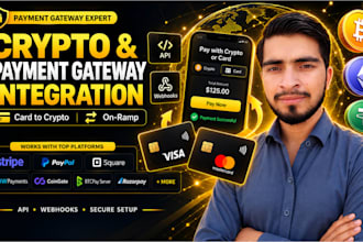 integrate payment gateways, crypto payments and onramp card to crypto payment