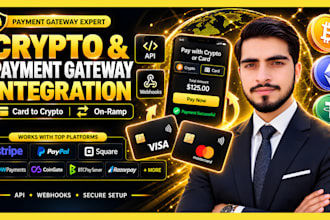 integrate payment gateways, crypto payments and onramp card to crypto payment