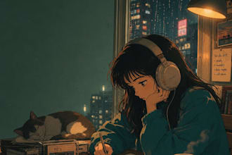 design a custom anime style album cover art for your music