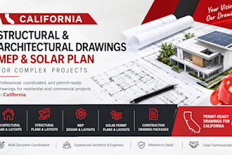 do structural and architectural drawings, mep, solar plan as engineer in ca
