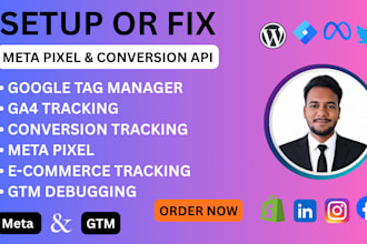 setup google tag manager, ga4, meta pixel and server side tracking