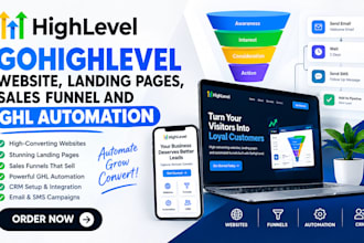 do gohighlevel website, landingpages, sales funnel and ghl automation