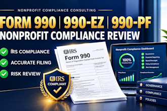 prepare form 990, 990 ez, 990 pf and nonprofit compliance review