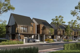 modern 3d residential house,semi detached tropical,terrace exterior,patio design