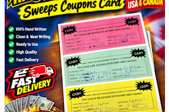 handwrite customize sweep coupon cards for you
