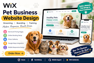 wix pet grooming pet boarding dog training website booking design landing page