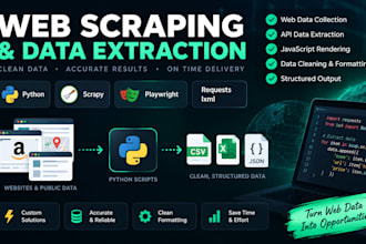 scrape websites, apps and extract structured data using python