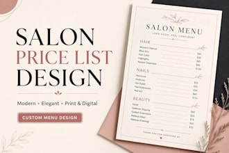 design a salon service price list and menu design