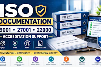 create iso 9001, 27001, 22000 documentation and accreditation support