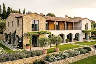 remodel mediterranean villa,italy home design, facade stone masonry,terrace roof