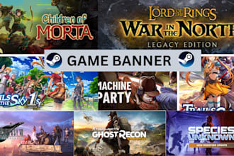 create game poster, promotional art, game banner and marketing artwork