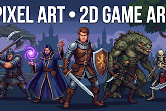 create pixel art, 2d game art, sprites and game assets
