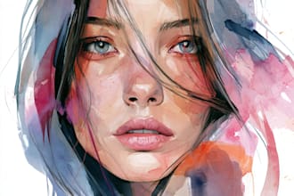create watercolor portrait illustration