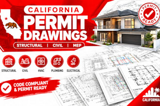 provide structural civil mep drawings engineer stamp for california city permit