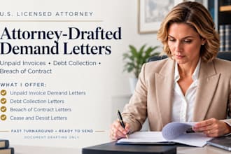 draft a professional demand letter for unpaid invoices and debt collection