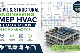 civil, structural engineering mep hvac floor plan in sc MD ar az tx fl