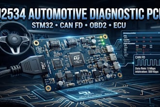 design j2534 automotive diagnostic pcb with stm32 can fd and obd2