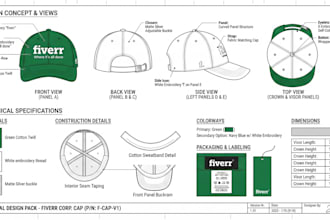 make techpack for athletic caps, beanies wears, fashion caps, hats with mockup